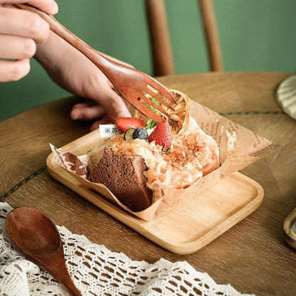 LOCOM Compact Glass Dome Serving Dish with Premium Solid Wooden Base Food Display Platter (17cm × 11cm × 9cm)