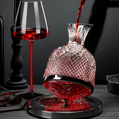 LOCOM Premium Lead-Free Crystal Burgundy Wine Glass with Color-Infused Ruby Red Stem (600ml / 20.3 fl oz)